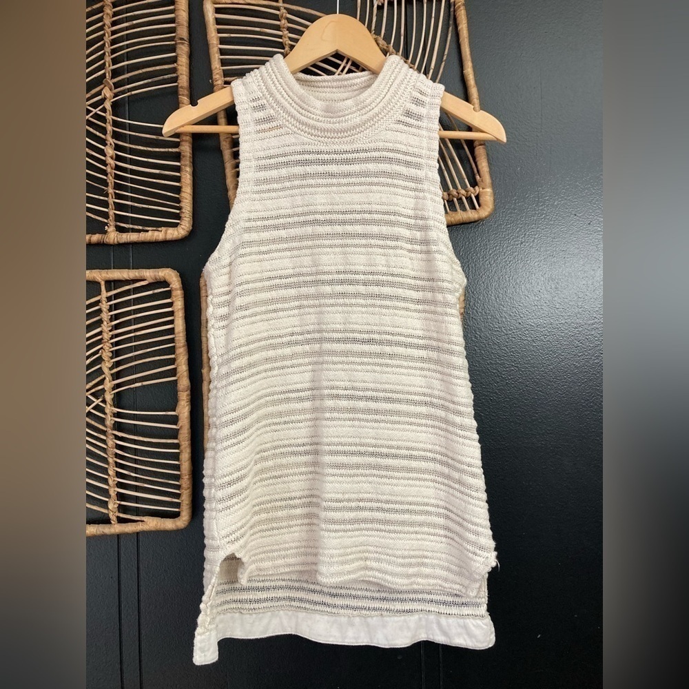 Dolan left coast collection cotton/linen cream off white open knit tunic sweater